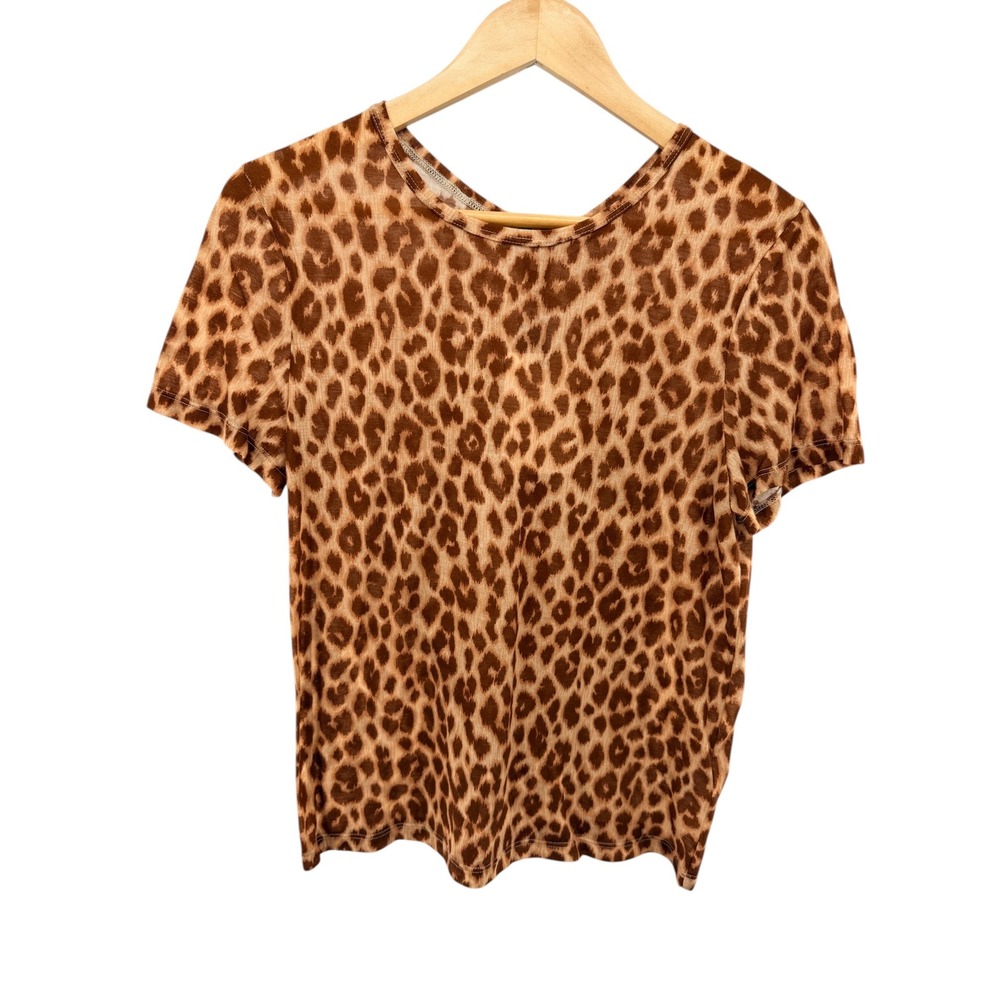 A.L.C. Bambina Leopard Print Short Sleeve Crewneck T-Shirt XL New Indie Sleaze‎